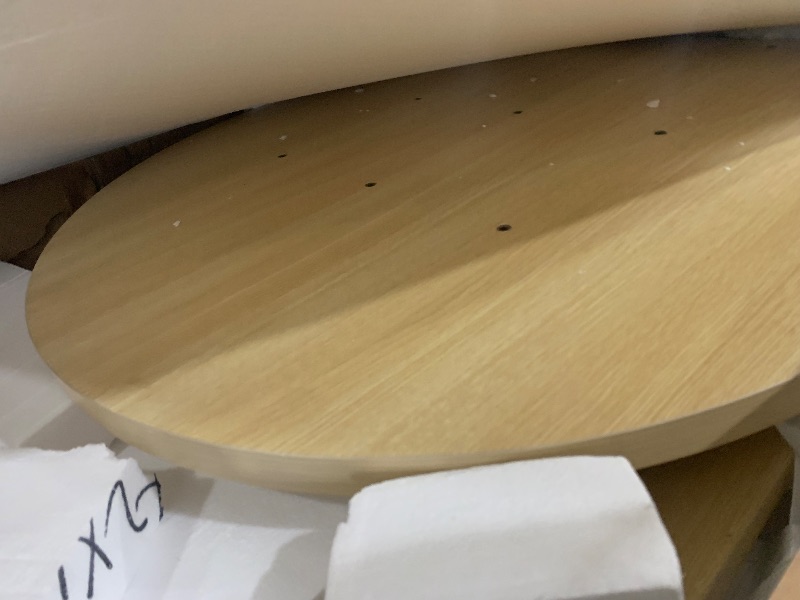 Photo 1 of ******MISSING TABLE LEGS******Ball & Cast 59.06"-90.55" Extendable Dining Table for 4-6,Modern Kitchen Oval Dinner Table with Removable Leaves Space Saving,Dining Room Table with Wood Strip Base for Kitchen Living Room,Oak