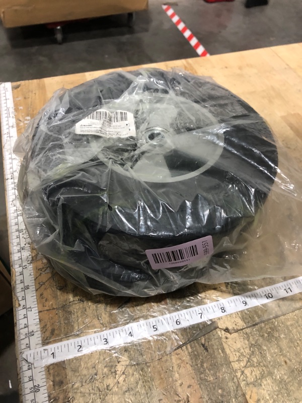 Photo 1 of (2-Pack) AR-PRO 10" x 2.5" Flat Free Solid Rubber Tires and Wheel - 10 inch Solid Wheels with 5/8" Axles and 2.25 Offset Hub - Replacement Wheels for Hand Trucks Dolly and Wheelbarrows