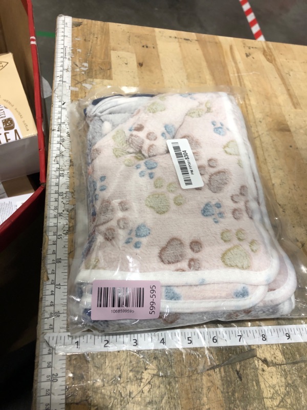 Photo 1 of 1 Pack 3 Blankets Super Soft Fluffy Premium Fleece Pet Blanket Flannel Paw Printed Throw for Dog Puppy Cat (Small 23x16'', Beige, Grey, Navy)