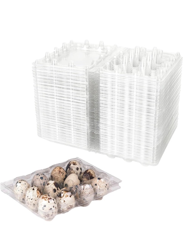 Photo 1 of  Clear Quail Egg Carton,12 Grids Plastic Egg Cartons Bulk,Small Plastic Quail Egg Storage Holder with Lid,Stackable Quail Eggs Carton Trays for Storing Eggs of Quail, Pigeon