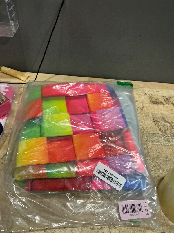 Photo 2 of Jbofyee Rainbow Colorful Boxes Bath Mat Non-Slip Soft Microfiber Bathroom Rugs Washable Bathmat, Carpet Rug Entryway Decor for Tub Shower Room Floor, 31.5x20 Mat