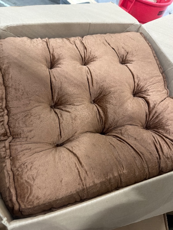 View 3 of 1 MIDDLE ONE Floor Pillow Set of 4, Memory Foam Meditation Cushion, Floor Cushions for Adults Sitting, Large Square Seat Cushions for Yoga, Living Room, 20x20 Inch (Brown)
