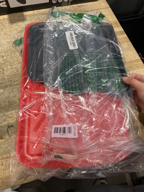 View 2 of *** BLACK IS BROKEN IN HALF. ***Cuisinart Grilling Prep & Serve Trays, 17x10.5 inch BBQ Tray Safe for Food Handling, 2 Dishwasher Safe Nesting Trays Black & Red, Perfect Grilling Accessories for Cooked & Raw Meat, Fits 6 Burgers