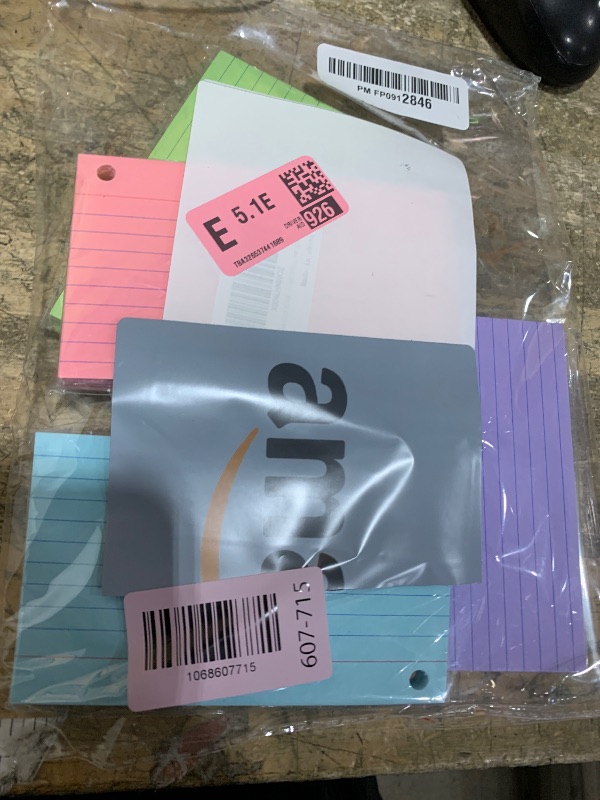 Photo 1 of 250 Count Colored Index Cards 3x5 Inch with Key Ring, 180gsm Heavy Weight Flash Cards 5 Color (50 Sheets Each), Portable Note Taking for Students, Teachers, Study Note Cards for Office Home School