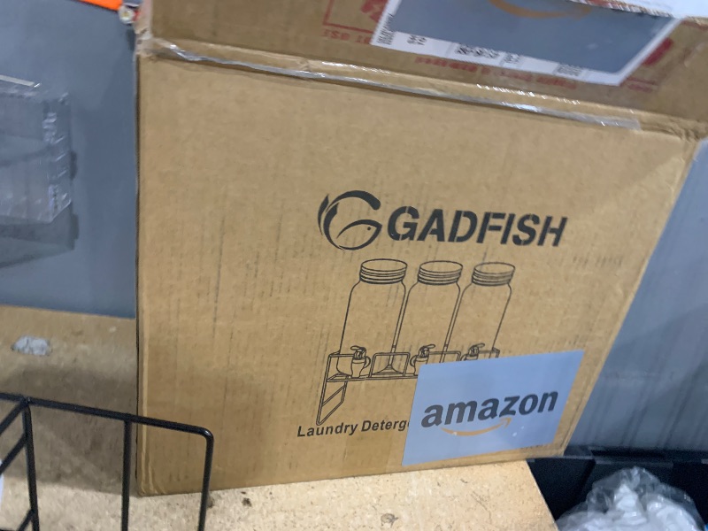 Photo 1 of (used)Liquid Laundry Detergent Dispenser, Three 2.2L Laundry Detergent Dispenser Glass Jar for Liquid Detergent, Fabric Softener- Laundry Soap Dispenser for Laundry Room Organization