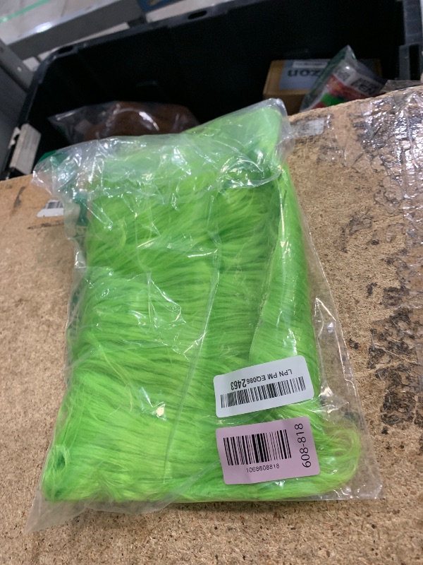 Photo 1 of 10" X 20" Inches Green Faux Fur Fabric Square Patches for Crafts, Sewing, Costumes, Seat Pads Craft Furr