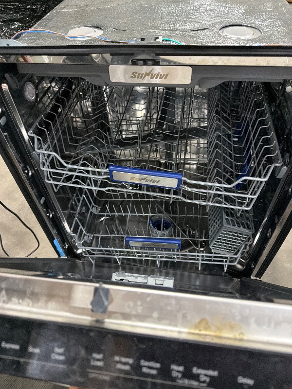 Photo 1 of ***heavy use dents missing hardware***Sharp SDW6504MS Stainless Steel Dishwasher, 24-inch Pocket Handle, 52 dB, Hybrid Tub, 12 Place Settings, 5 Cycles, Heated Dry