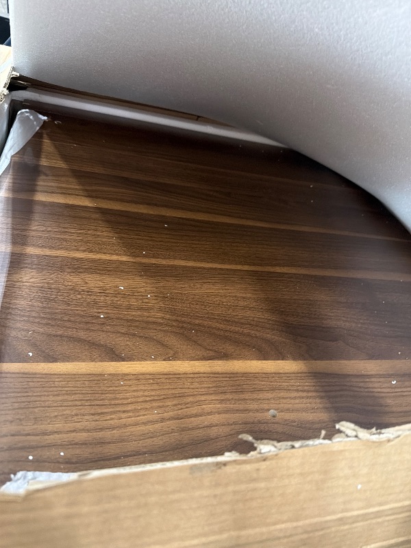 Photo 1 of **PARTS ONLY/SEE NOTES** Tribesigns L-Shaped Executive Office Desk, 70.5-Inch Mid-Century Modern Executive Desk with Storage Cabinet and Shelves, Large Computer Desk for Home Office, Brown + White