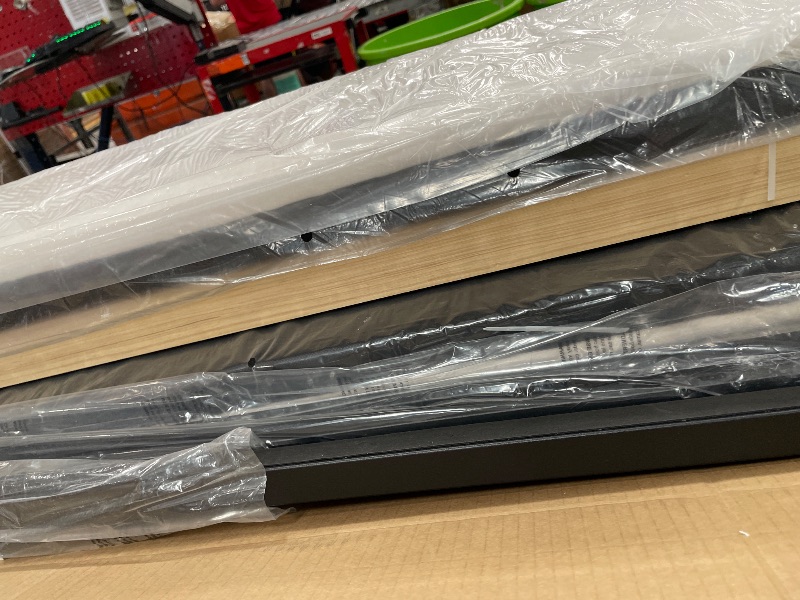 Photo 1 of **PARTIAL SET ONLY BOX 2 OF 2, MISSING BOX 1 OF 2***
Merax King Size Bed Frame and Upholstered Headboard, Modern Platform Bed with 2 Built-in Open Nightstand & Adjustable Reading Lamp, Soft White Bed Frame with Sturdy Wood Slats, No Box Spring Needed