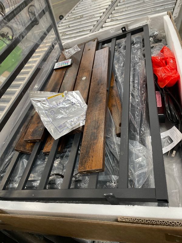 Photo 1 of **PARTIAL SET BOX 2 OF 2, MISSING BOX 1 OF 2 **
FURNITURE DOG CRATES MEDIUM LARGE, WOODEN AND STEEL DECORATIVE, WHIT LIGHTS AND ELECTRICAL PLUG