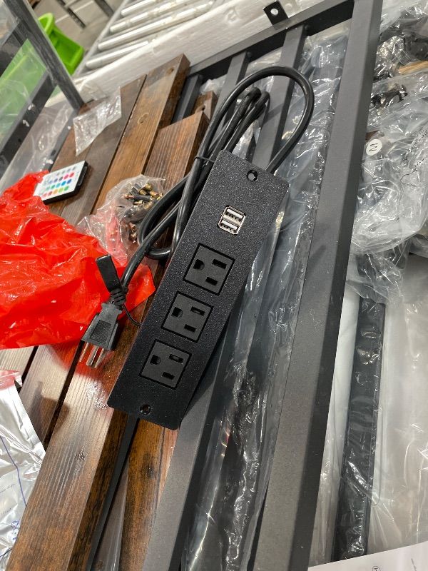 Photo 1 of **PARTIAL SET BOX 2 OF 2, MISSING BOX 1 OF 2 **
FURNITURE DOG CRATES MEDIUM LARGE, WOODEN AND STEEL DECORATIVE, WHIT LIGHTS AND ELECTRICAL PLUG