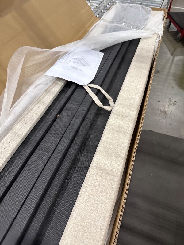 View 2 of **Box 1 of 2** MERITLINE Twin Size Upholstered Daybed with Pop Up Trundle, L-Shaped Wooden Bed Frame with Trundle for Bedroom, No Box Spring Needed (Beige)
