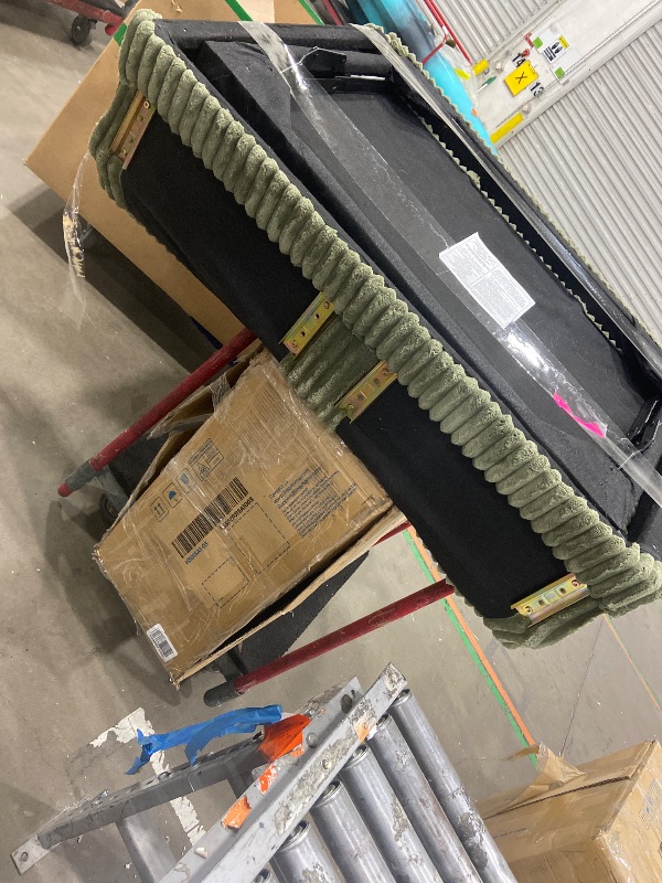 Photo 1 of **3 Boxes** LINSY HOME Sectional Sleeper Sofa with Storage Chaise & USB Charging, Convertible Pull Out Couch Bed Plush Corduroy Modular Sectional Couches for Living Room Apartment (Green)