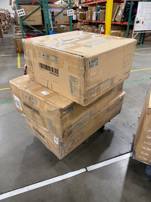 Photo 1 of **3 Boxes** LINSY HOME Sectional Sleeper Sofa with Storage Chaise & USB Charging, Convertible Pull Out Couch Bed Plush Corduroy Modular Sectional Couches for Living Room Apartment (Green)