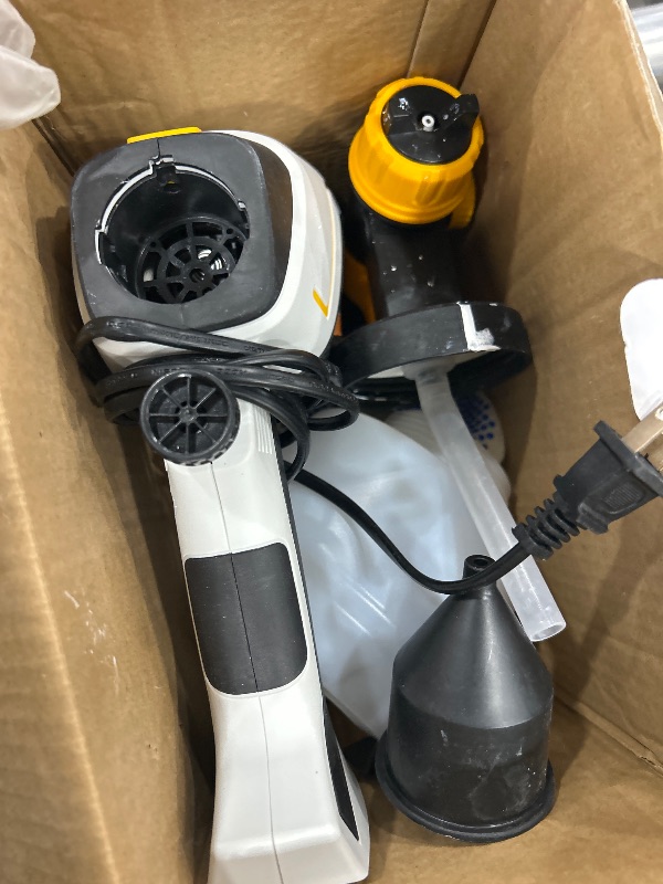 Photo 1 of (USED MINOR) Paint Sprayer 1000W HVLP Electric Spray Paint Gun with 6 Copper Nozzles and 3 Spray Patterns 1200ML High Capacity Container for Furniture, Fences, Walls, Garage Doors (Yellow)