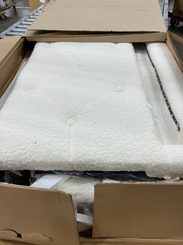 Photo 1 of ( FOR PARTS/ bed bottom base only) Rolanstar Twin Bed Frame with LED Lights and Charging Station, Upholstered Bed with Drawers, Wooden Slats, Noise Free, Easy Assembly, Beige1068615403
