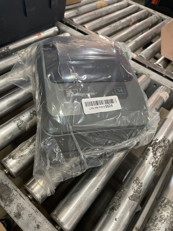 Photo 1 of ***MISSING POWER CORD***
Zebra - GK420t Thermal Transfer Desktop Printer for Labels, Receipts, Barcodes, Tags, and Wrist Bands - Print Width of 4 in - USB and Ethernet Port Connectivity (Renewed)