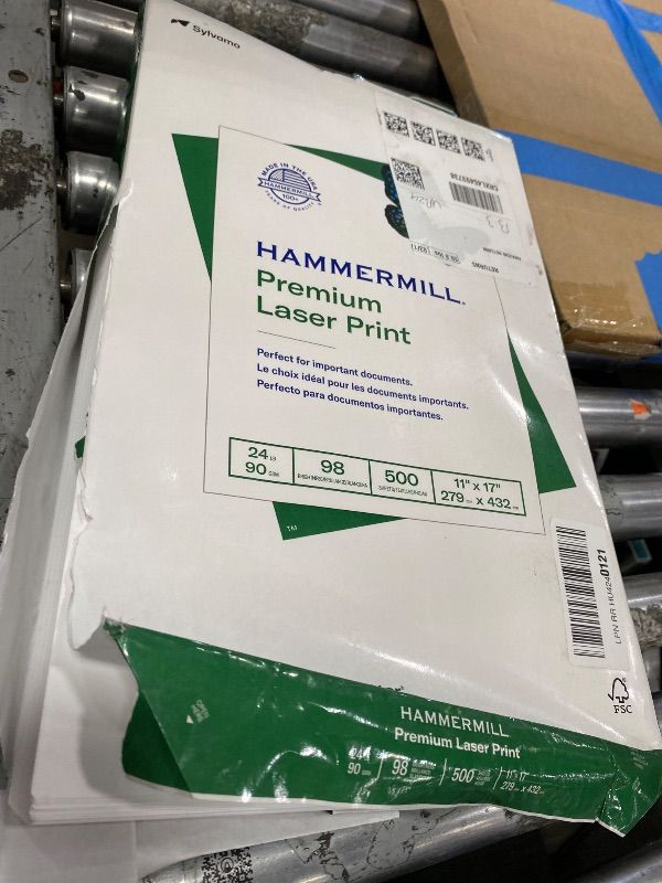Photo 1 of *** PARTIAL SET *** Hammermill Printer Paper, Premium Laser Print 24 lb, 11 x 17-98 Bright, Made in the USA, 104620C - 5 Ream (500 Sheets)