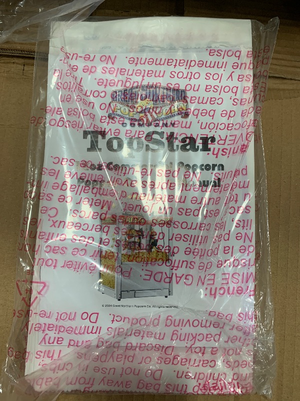 Photo 1 of (please see all images) Top Star Popcorn Machine - 12oz Stainless-Steel Kettle, Reject Kernel Tray, Warming Light, and Accessories by Great Northern Popcorn (Red and Yellow)