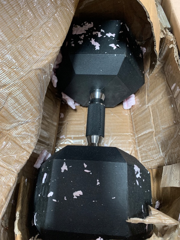 Photo 1 of (not a pair)(only one) CAP 70 LB Rubber Coated Hex Dumbbell Hand Weight with Padded Grip - Pair | Comfort Grip
