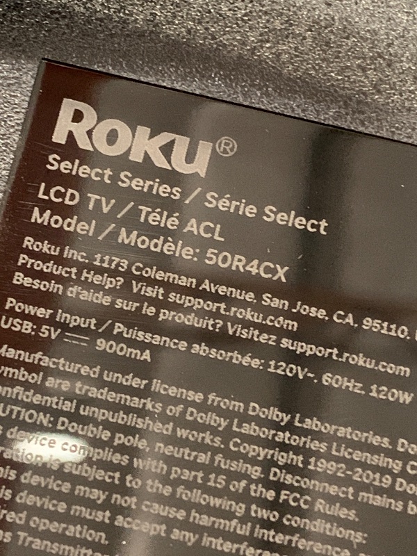 Photo 1 of (tested)(functional)(see all images) Roku Smart TV – 50-Inch Select Series, 4K HDR TV – RokuTV with Enhanced Voice Remote – Flat Screen LED Television with Wi-Fi for Streaming Live Local News, Sports, Family Entertainment