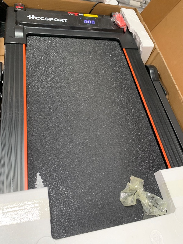 Photo 1 of (powers on see images) Hccsport Treadmill with Incline, 3 in 1 Under Desk Treadmill Walking Pad with Removable Desk Workstation 3.5HP Foldable Compact Walking Treadmills for Home Small Office with Wristband Remote Control