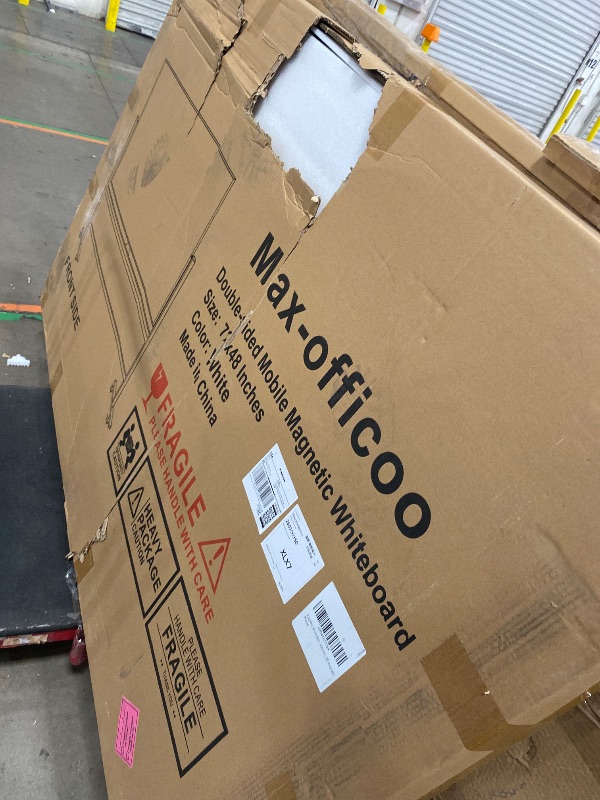View 2 of (MISSING BOARD WHEELS)Max-officoo Magnetic White Board Dry Erase Whiteboard with Rolling Stand 72"x48" Double-Sided Mobile Large White Board on Wheels, Including 3 Magnetic Erasers, 7 Markers, 30 Magnets