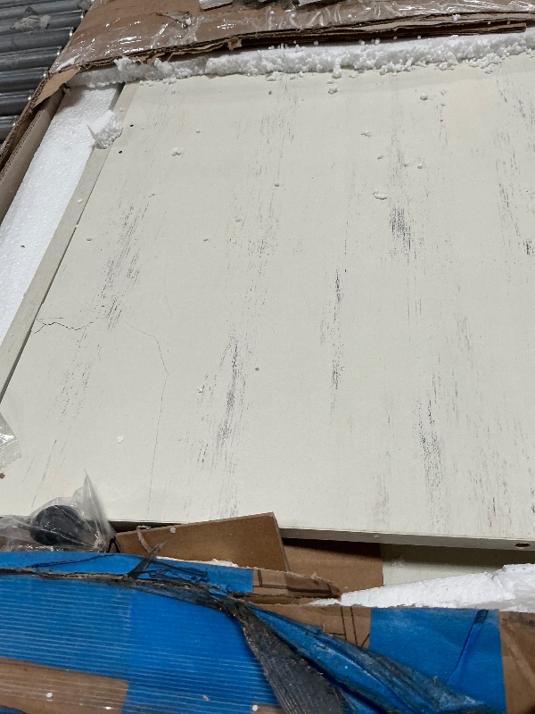 Photo 1 of (SOLD AS PARTS/WOOD) VASAGLE LIRY Collection - Buffet Cabinet, Coffee Bar Cabinet with 2 Drawers, Adjustable Shelves, Sideboard Storage with Cable Holes, Drawer Dividers, Rustic White and Honey Brown UBBK381W01