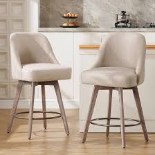 Photo 1 of ****PARTS ONLY****
Counter Height Bar Stools Set of 2, Modern Swivel Barstools with Back and Wood Legs, Fabric Upholstered Bar Chairs, 26" Seat Height Counter Stools for Kitchen Island,Ivory