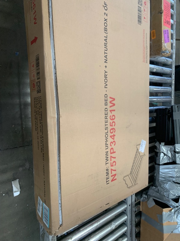 Photo 1 of *************INCOMPLETE ITEM, THIS IS ONLY BOX #2 OUT OF 2***************
Christopher Knight Home Lucia Boucle Upholstered Twin Size Bed Frame with Headboard, Modern Twin Bed Frame and Headboard, Wooden Slats Support, Easy Assembly, No Box Spring Needed, 
