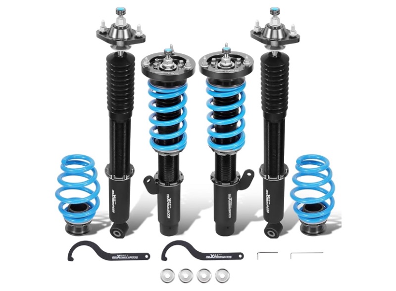 Photo 1 of 
maXpeedingrods Coilover for BMW E46 1998-2007, 24 Levels Damper Adjustable Coilovers Suspension Kit, Height Adjustable Shock Absorber Struts, Lowering Kit T6 Upgraded Coilovers, Blue