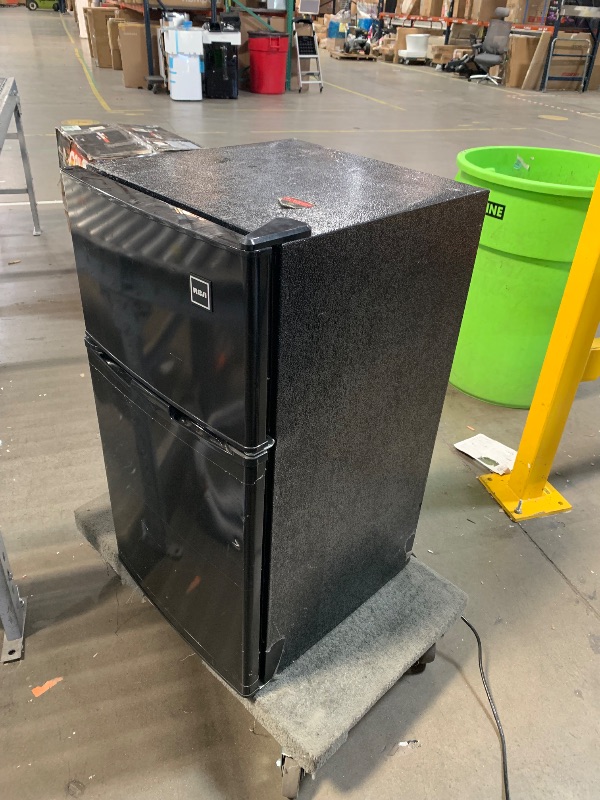 Photo 1 of (USED MAJORILY, FOR PARTS) RCA - 2-Door - Compact Refrigerator/Freezer - Reversible Doors - Adjustable Thermostat - 3.2 Cu. Ft. - Black,