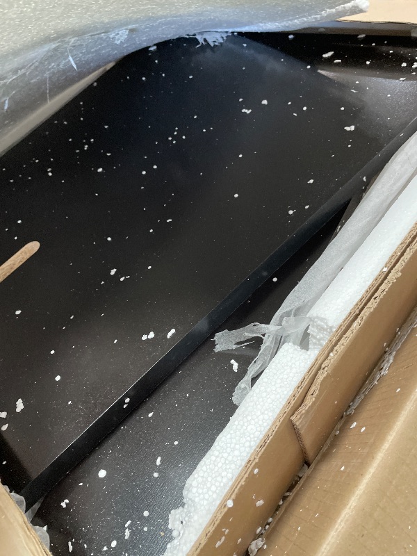 Photo 1 of **LEGS ONLY** Modern Painted Glass Dining Table for 4 with Tempered Glass Top and Contemporary Wood Base, Elegant and Compact Italian-Style Design for Dining Rooms, Black