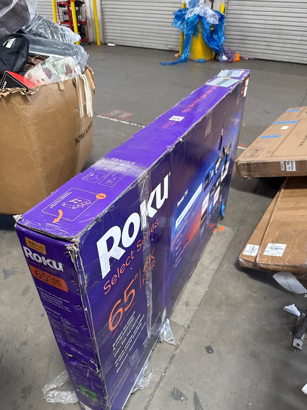Photo 1 of ***Parts Only*** Roku Smart TV – 65-Inch Select Series, 4K HDR TV – RokuTV with Enhanced Voice Remote – Flat Screen LED Television with Wi-Fi for Streaming Live Local News, Sports, Family Entertainment