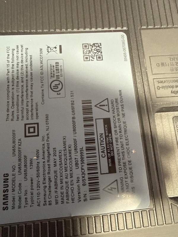 Photo 1 of ***Parts Only*** Samsung 65-Inch Class Crystal UHD U8000F 4K Smart TV (2025 Model) Endless Free Content, Crystal Processor 4K, MetalStream Design, Knox Security, Alexa Built-in