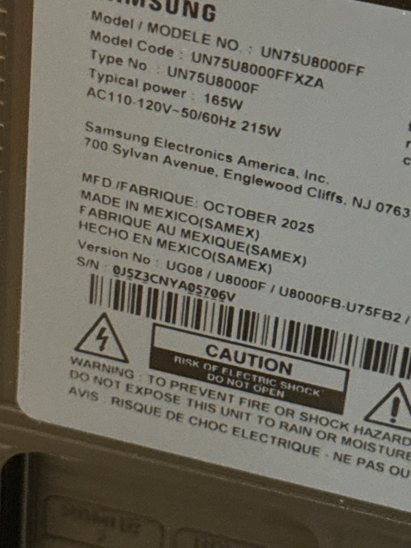 Photo 1 of **Parts Only** Samsung 75-Inch Class Crystal UHD U8000F 4K Smart TV (2025 Model) Endless Free Content, Crystal Processor 4K, MetalStream Design, Knox Security, Alexa Built-in
