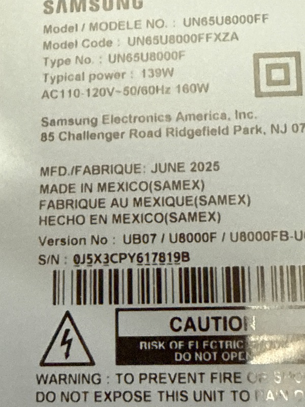 Photo 1 of ***Parts Only*** Samsung 65-Inch Class Crystal UHD U8000F 4K Smart TV (2025 Model) Endless Free Content