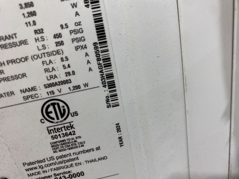 View 2 of (USED, MISSING REMOTE) LG LW8023HRSM 7600 BTU Smart Wi-Fi Enabled Window Air Conditioner with Energy Save Function and ThinQ Technology (White)