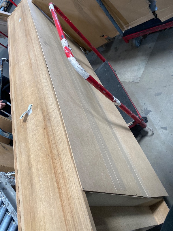 Photo 1 of *** DAMAGED SHOWN IN PHOTO, NO SHELVES *** ***Prepac Moda 5-Tier Tall Wooden Bookcase, Oak Storage Cabinet, Display Cabinet, Bookshelf with Storage Shelves 31.75" W x 80" H x 12" D for Home Office, Living Room, Bedroom Organizer