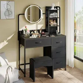 Photo 1 of ** only box A is included missing box B *** Garvee vanity 7 drawers , Black