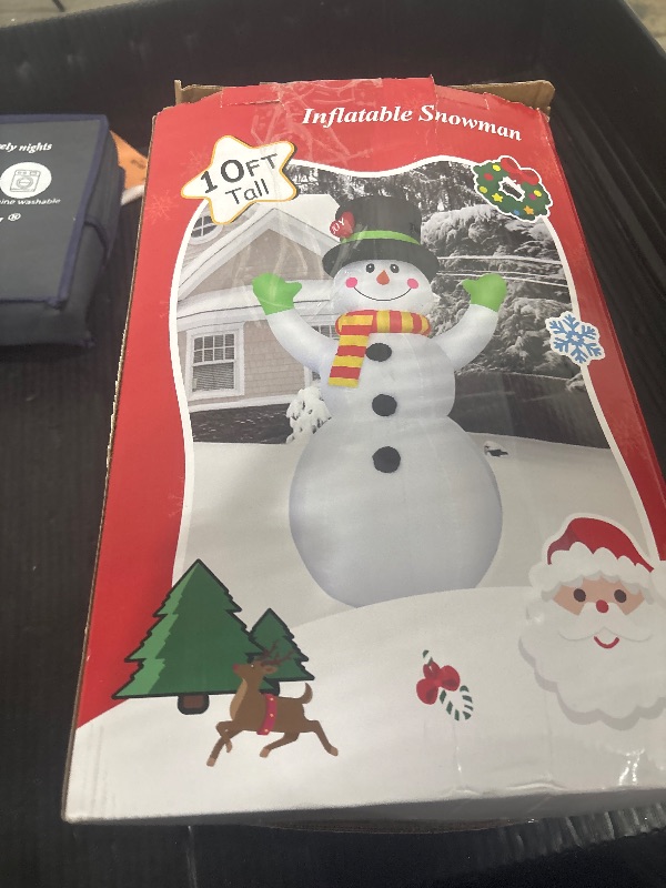 Photo 1 of 10 FT Christmas Inflatables Snowman Outdoor Yard Decorations, Giant Blow Up Snowman, Built-in Bright LED Lights, Huge Xmas Blowups Snow Man Outside Holiday Decor for Garden Patio Porch Lawn Home Party