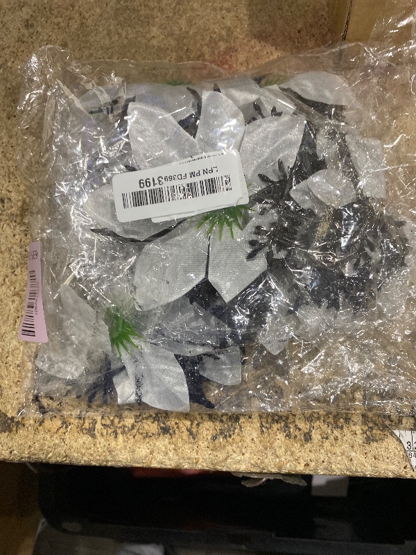 Photo 1 of 15Pcs Christmas Poinsettia Artificial Flowers Decorations, Glitter Poinsettia Christmas Tree Ornaments, Black Tree Flowers for Xmas/Wedding/Holiday/Wreath/Garland Decor, with Cilps, 5.5 Inch