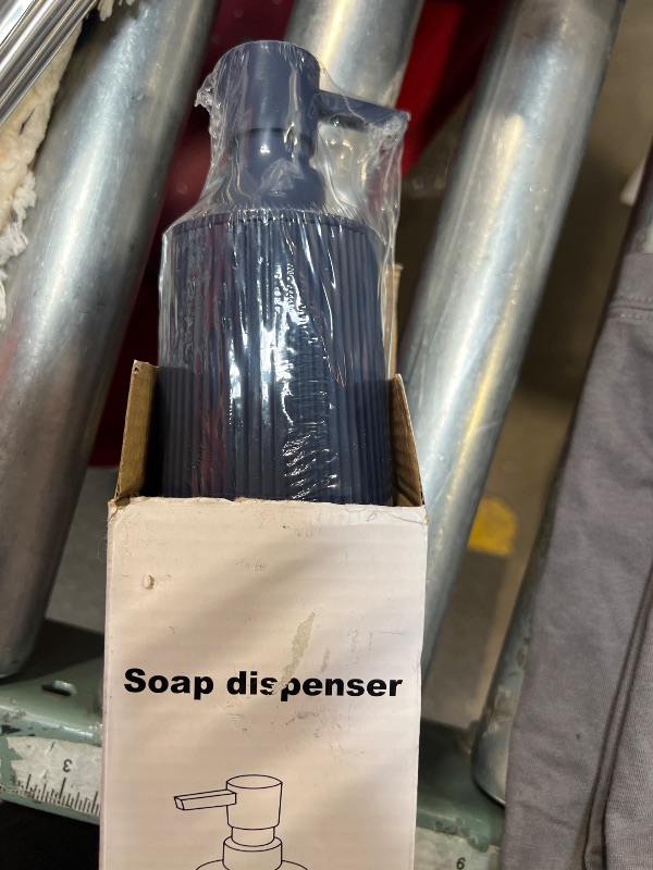 Photo 1 of ***COLOR DIFFERS SEE PHOTOS*** Small Soap Dispenser for Bathroom and Kitchen, Modern Farmhouse Striped Style Plastic Hand Soap Dish Soap Dispenser with Pump Matte Beige