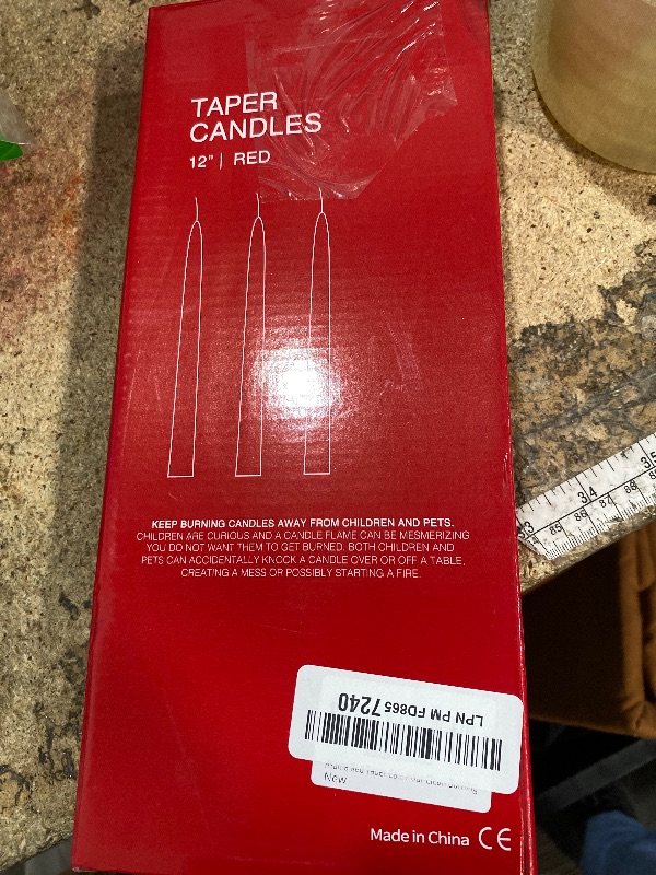 Photo 1 of 14 Pack Red Taper Candles - Taper Candles 12 Inch Dripless, Smokeless & Unscented - 10 Hours Long Burning - Hand Poured Tall Candlesticks - Ideal for Weddings, Dinner Parties, and Home Decor