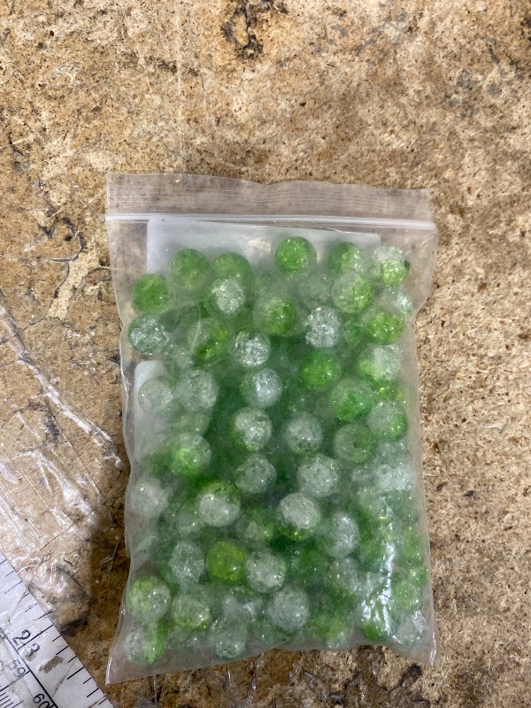 Photo 1 of 100Pcs 10mm Crackle Glass Beads for Jewelry Making - Round Spacer Crystal Beads Bulk, DIY Craft Supplies for Necklace Bracelet Earrings (Leaf Green Transparent)