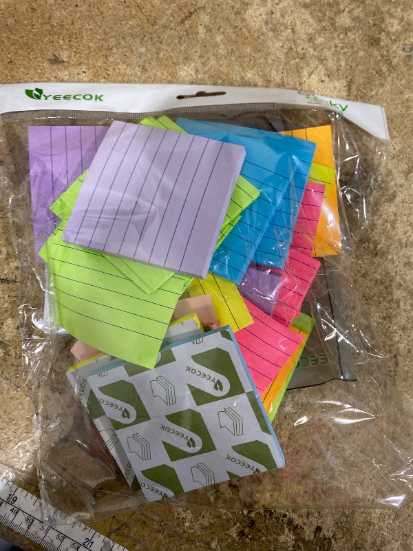 Photo 1 of (18 Pads) Lined Sticky Notes 3x3 in Bright Ruled Post Stickies Colorful Super Sticking Power Memo Pads