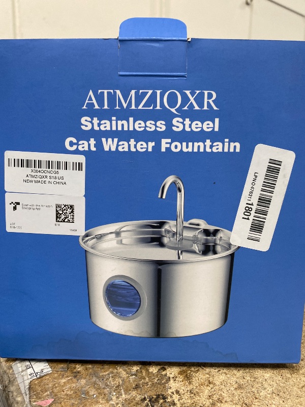 Photo 1 of ***MISSING ASSEMBLY PIECES/ SHOWS SIGNS OF HEAVY USAGE ( WATER STAINS)** Cat Water Fountain Stainless Steel: Cat Fountain for Drinking - 88oz/2.6L Pet Water Fountain for Cats Indoor - Quiet Cats Water Bowl Dispenser - Pets Feeding & Watering Supplies - fo
