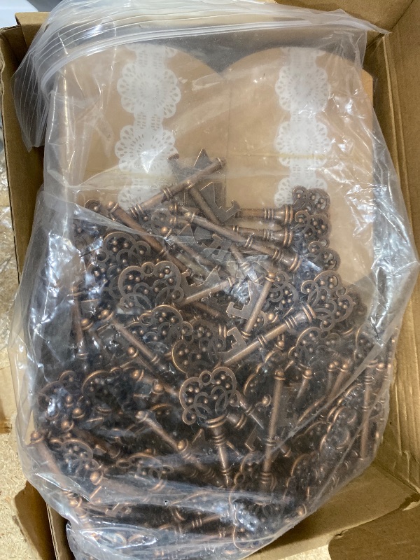 Photo 1 of 100 Sets Vintage Key Bottle Openers for Wedding Favors and Guests - Bulk Rustic Souvenir Gift With Thank You Tag, Jute Rope, Lace Candy Box for Party