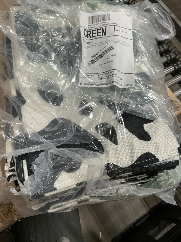 Photo 1 of  Linen Cow Print Table Runner Black and White Farm Cow Print Tablecloth Western Barnyard Cowboy Themed Table Cloths for Birthday Party Decorations Home Kitchen Table Supplies ( 13 x 72 in)