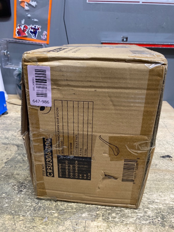 Photo 1 of [600 COUNT] HAKOWARE Disposable Asian Soup Spoons with Hook, Plastic-Free Heavy Duty Spoons, made from Crystalized Cornstarch, for Take-out Ramen Pho Noodles